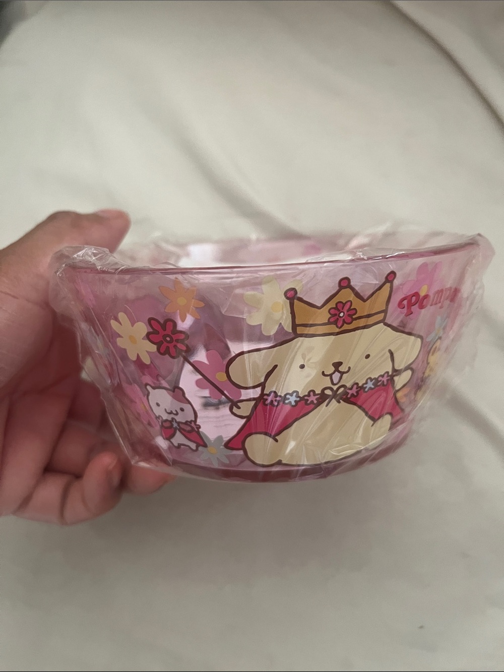 Sanrio Pink Character Bowl with Floral Puppy Motif